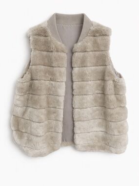 a new day Plush Faux Fur Vest in Light Taupe XXL